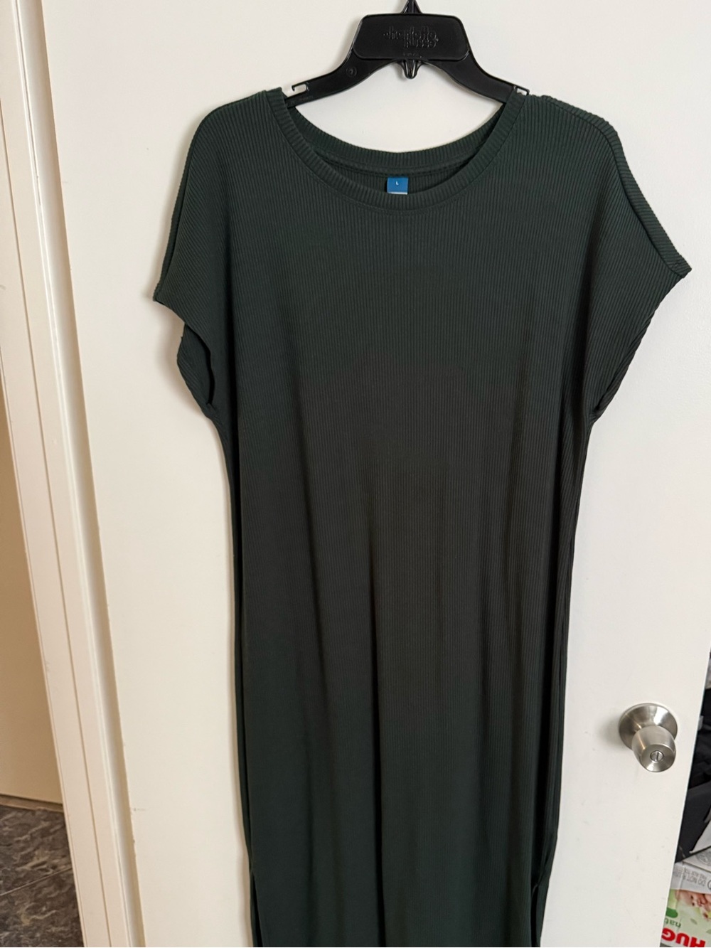 Old Navy Casual Ribbed T-Shirt Maxi Dress - Dark Green